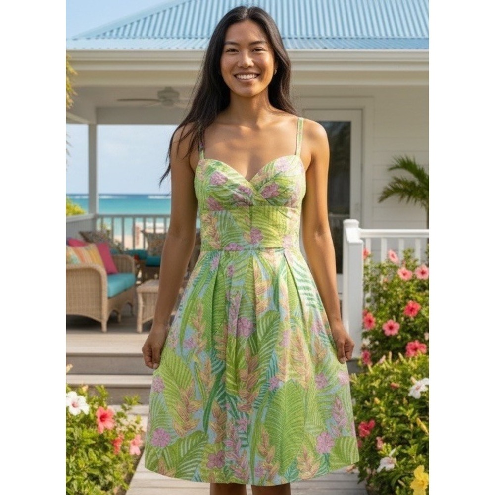 Vintage Lilly Pulitzer Size 4 Botanical Garden Palm Fern Billie Dress EUC